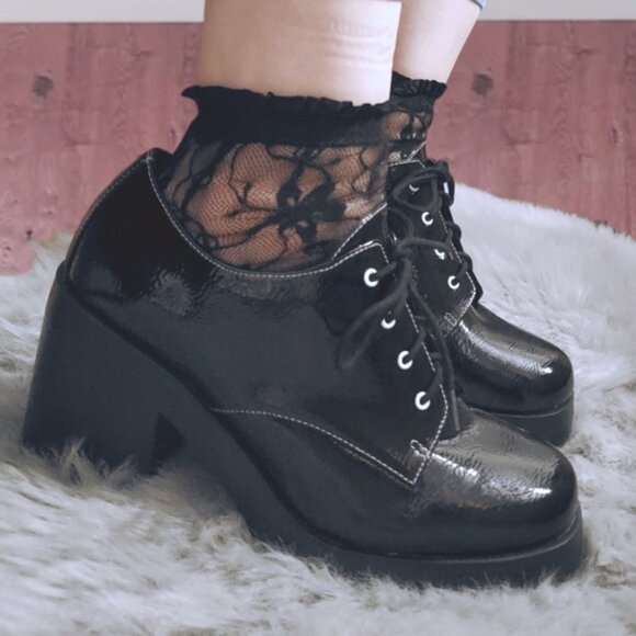 DIRTY LAUNDRY Limited Edition Glossy Derby Oxfords Academia Shoes - Picture 13 of 15